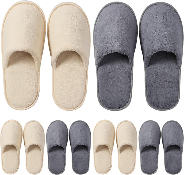 6 Pairs Disposable Slippers for Guest, Non Slip Spa Slides Washable Reusable House Shoes Hotel Indoor Slippers for Women Men, Home,Travel