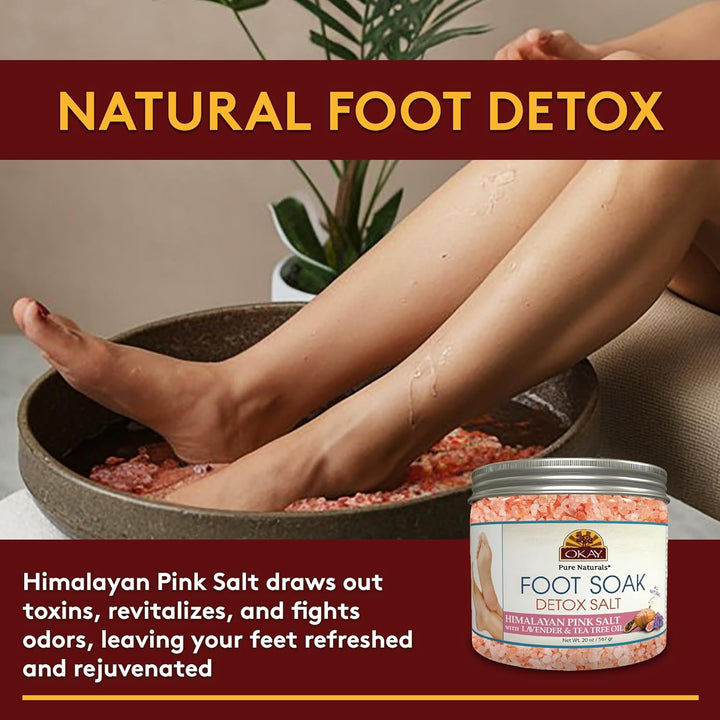 Foot Soak Detox Salt - Foot Soaking Salts for Dry Cracked Feet with Tea Tree Oil and Lavender Oil, Foot Bath, Pedicure Soak, Great for Men and Women, Athletes - 20 Oz (Pack of 1)