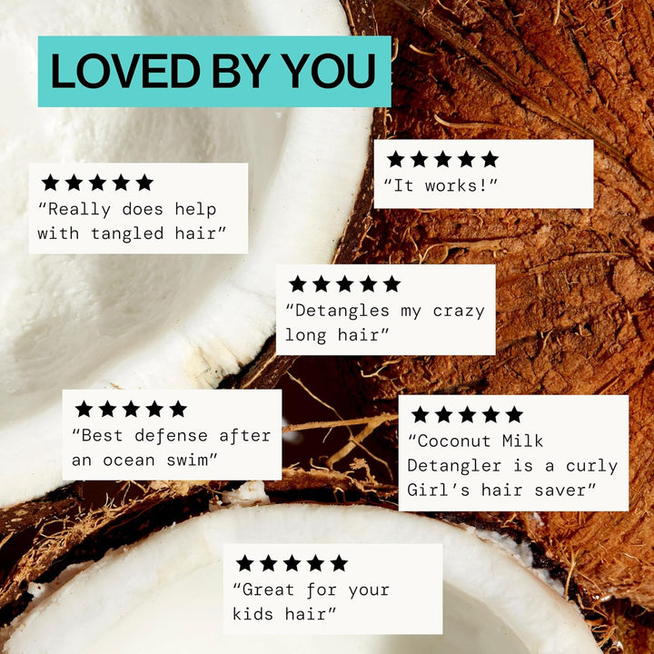 Coconut Milk Hair Detangler Spray - Leave in Conditioner Spray, Detangling Elixir Suitable for All Types, Fine and Curly Hair Products, Smoothing, Moisturizing, and Anti-Frizz - 207 Ml