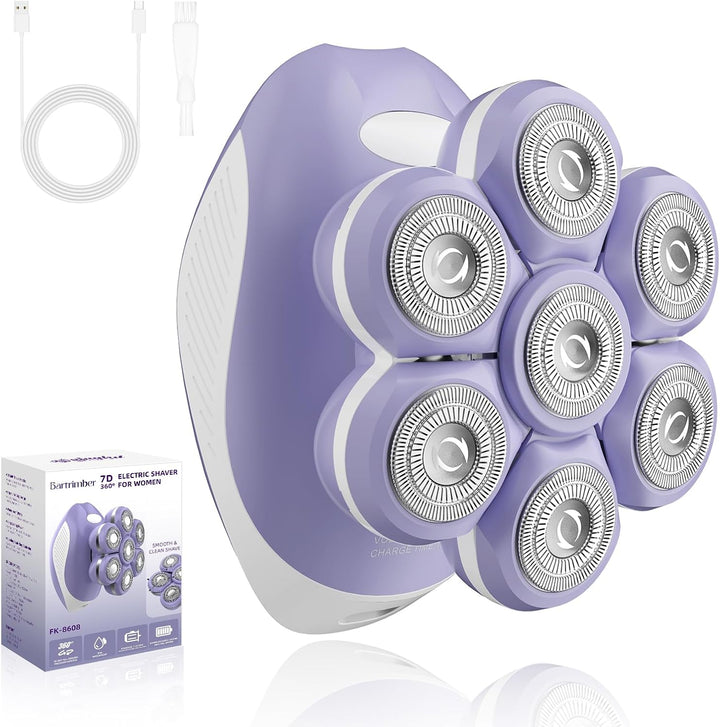 7D Electric Razor for Women: Fast & Painless Full-Body Shaver for Legs & Face – Waterproof Hair Remover with Light & Travel Cover – Wet/Dry Use, Smooth Close Shave, Birthday Christmas Gift