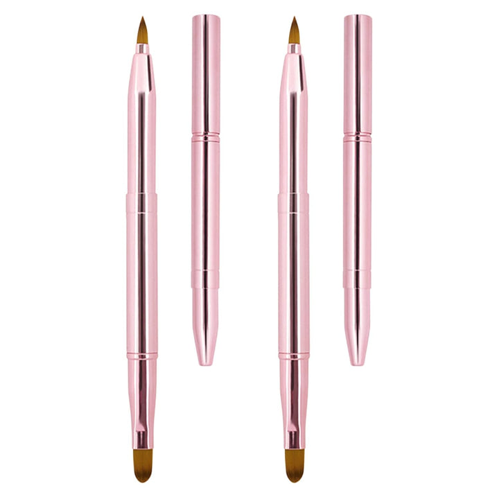 [2 Pack] Lip Brush for Lipstick, Retractable Lip Brushes, Dual-Ended Makeup Brush for Lipstick Lip Gloss, Include Lid