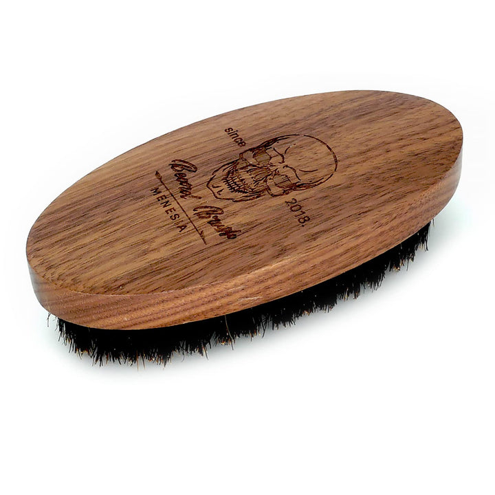 Boar Bristle Hair Beard Brush for Men, Pocket Travel Men'S Wooden Small Soft Beard Brush (Skull)