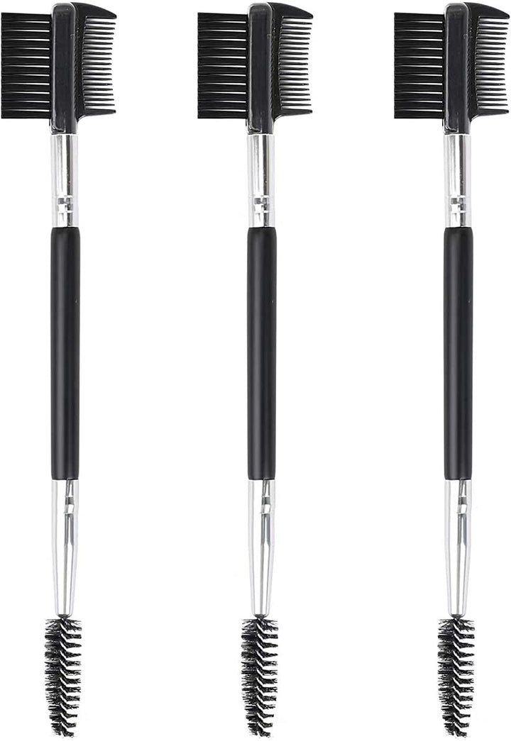 3 Head Eyebrow Eyelash Shaper Eyelash Comb Double Head Brush Makeup Grooming Tool Cosmetic with 3 Different Spoolie Brushes for Separating Lashes, Eliminating Mascara Clumps, Grooming and Shaping Brow