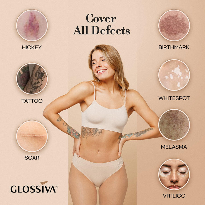 Tattoo Cover up Makeup Waterproof Concealer for Dark Spots, Scars, Vitiligo, and More - 2X30Ml - Use on Body, for Legs, for Men and Women (2X30Ml)