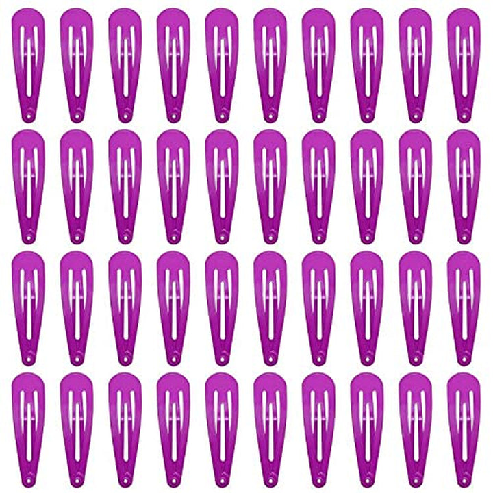 40 Pack Black 2 Inch Barrettes Women Metal Snap Hair Clips Accessories