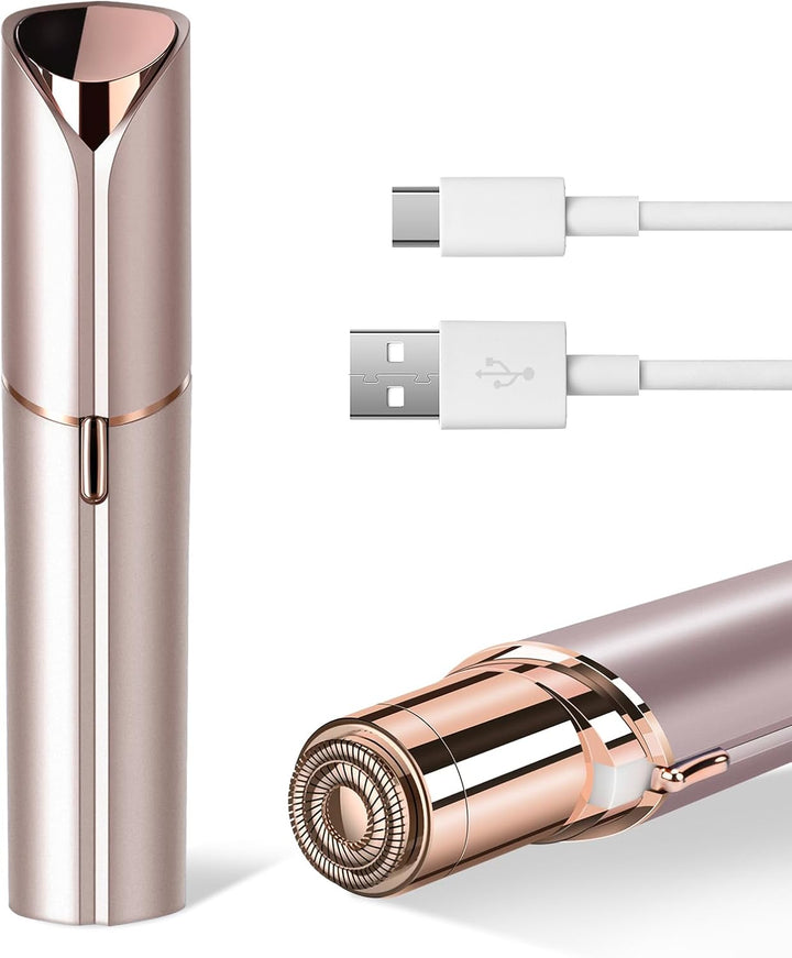 Facial Hair Remover for Women- as Seen on TV Painless Face Shaver -Mini Hair Remover, Electric Razor Shaver Portable Bikini Epilator for Lips, Chin, Armpit, Peach Fuzz, Fingers, Neck, Cheek(Rose Gold)