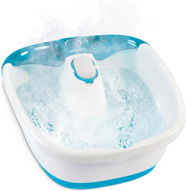 Bubble Mate Foot Spa, Toe Touch Controlled Foot Bath with Invigorating Bubbles and Splash Proof, Raised Massage Nodes and Removable Pumice Stone