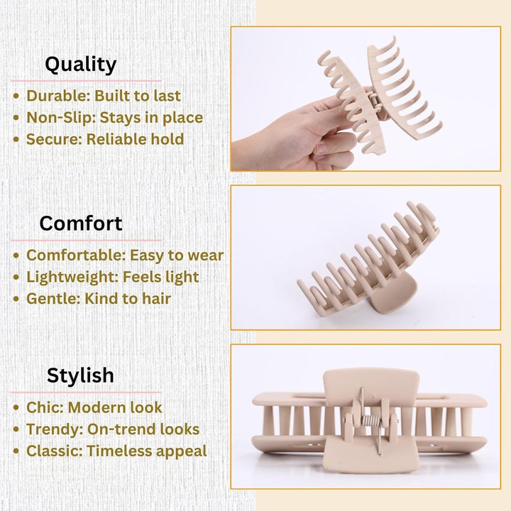 Hair Clips for Women 4.3 Inch Large Hair Claw Clips for Women Thin Thick Curly Hair, Big Matte Banana Clips,Strong Hold Jaw Clips,Neutral Colors