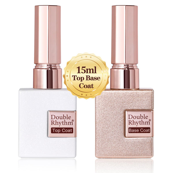 2 Pcs 15ML No Wipe Gel Top Coat and Base Coat Set Clear Glossy Gel Polish Kit Soak off LED (Base and Top Coat)