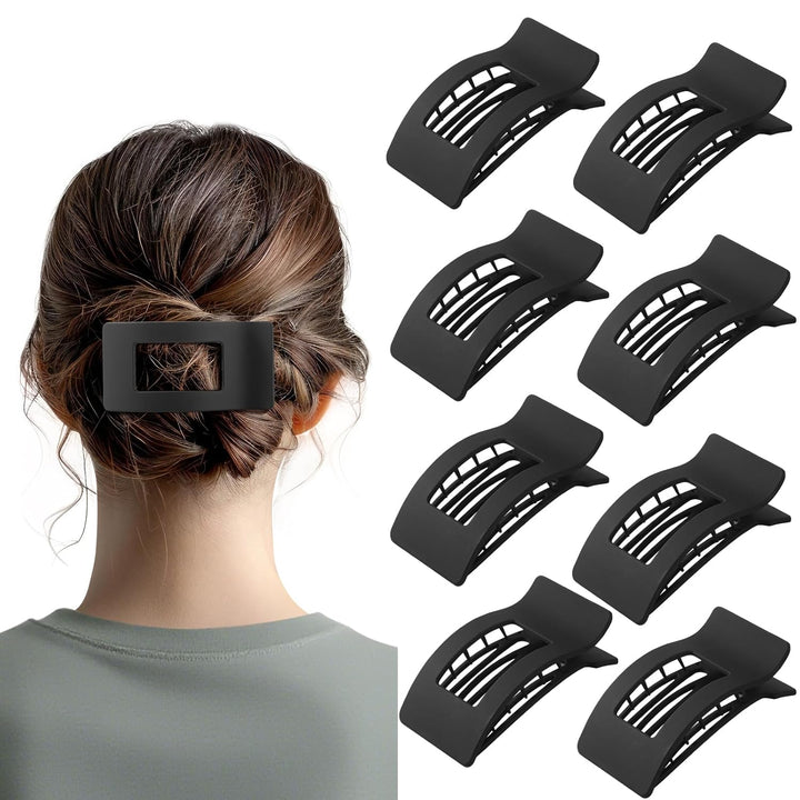 8 Pack French Flat Hair Clips for Women – Large Matte No-Slip Claw Clips for Thick & Thin Hair, Strong Hold Styling Barrettes Accessories (Neutral)