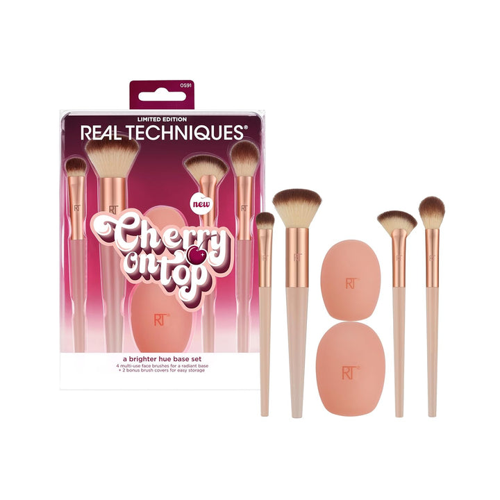 Real Techniques Cherry on Top It’S All Blush Brush, Dual-Ended & Multipurpose Makeup Brush For, Powder, Liquid & Cream Blush, Synthetic Bristles, Vegan & Cruelty-Free Face Brush, 1 Count