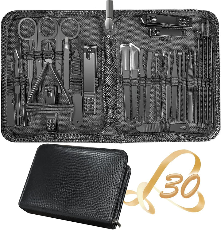 Manicure Set 30 in 1 Nail Clipper Set,  Nail Clippers, Fingernail & Toenail Clippers, Manicure Tools, Pedicure Tools, Suitable for Travel Manicure Kit, Nail Set Kit with Everything Profe