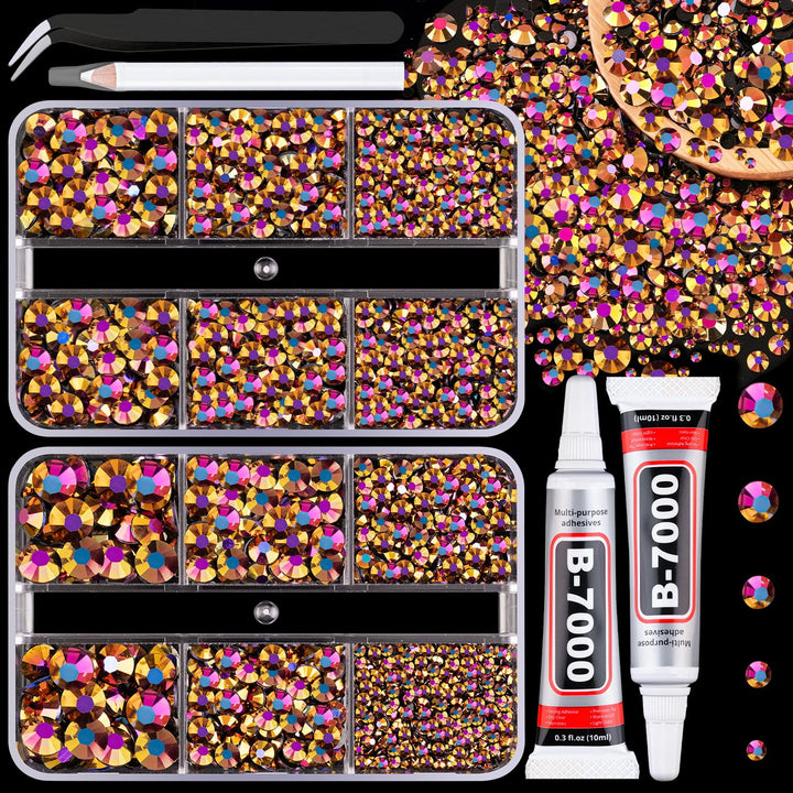 13000Pcs Flatback Pearls for Crafting (White), Assorted Size 2/3/4/5/6/8/10Mm Half Pearl Bead Gems with 3Pcs 10Ml B7000 Jewelry Glue, Bedazzling Kit for Crafts Shoes Graduation Cap Nail Art