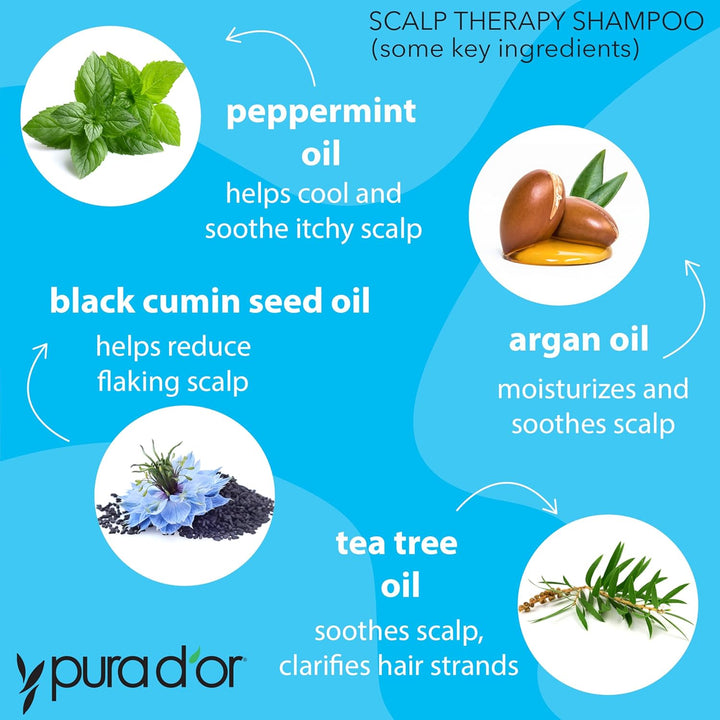 Therapy Shampoo (16Oz) Hydrates & Nourishes - Scalp Care Shampoo for Itchy Flaky Scalp W/ Tea Tree, Peppermint, Patchouli, Cedarwood, Clary Sage, Argan Oil (Packaging May Vary)
