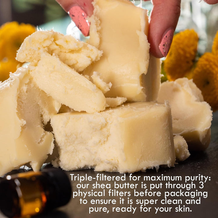 Raw Shea Butter - 100% Pure African Unrefined Shea Butter for Hair | Skin Moisturizer for Face and Body | Use for Soap Base, DIY Whipped Lotion, Lip Balm - 8 Oz Block