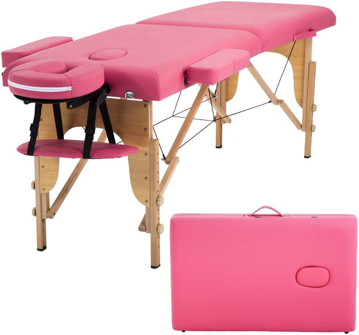 Massage Bed Portable Massage Table 24 Inch Wide Lash Bed Height Adjustable 2 Folding Spa Table with Non-Woven Bag for Spa Footmassage Facial Carespa Tattoo