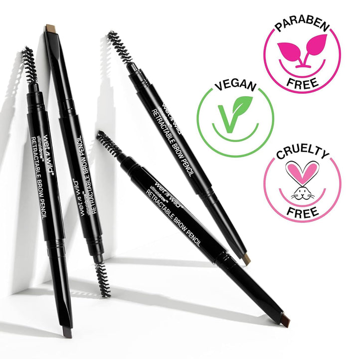 Ultimate Eyebrow Retractable Definer Pencil, Medium Brown, Dual-Sided Brow Brush, Fine Tip, Shapes, Defines, Fills Brow Makeup