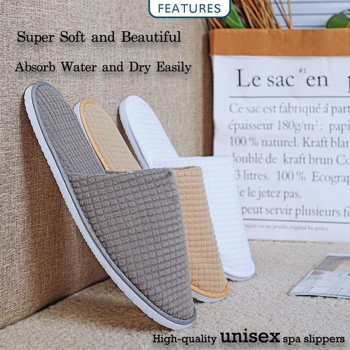6-10 Pairs Spa Slippers, Non Slip Disposable Slippers for Guest, Washable Reusable, Which Can Be Used as Women Men, House, Indoor, Bathroom, Bedroom, Hotel, Bride Slippers