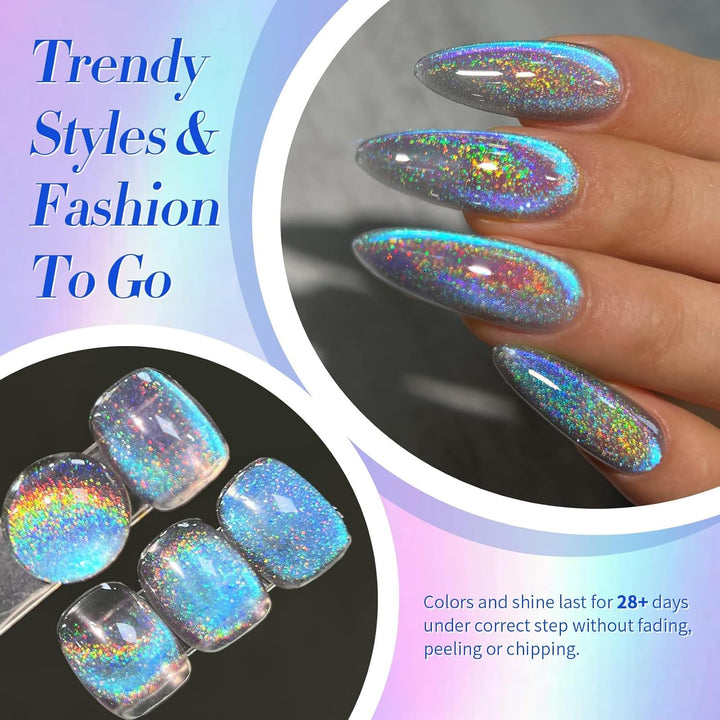 9D Cat Magnetic Eye Gel Nail Polish Holographic Rainbow Gel Polish Blue Purple Soak off U V LED Gel Polish Nail Art Design Manicure Salon DIY Home 15ML