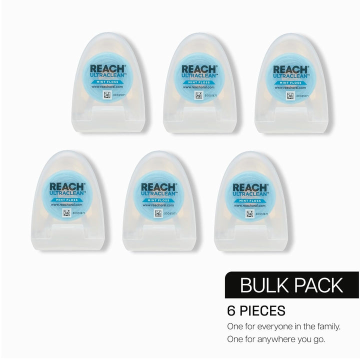 Ultraclean Dental Floss, Mint, Plaque Remover for Teeth, Shred Resistant, Waxed, Easy on Gums & Teeth, Mint, Oral Care, PFAS Free, for Adults & Kids, 6 Pack, 30 Yd