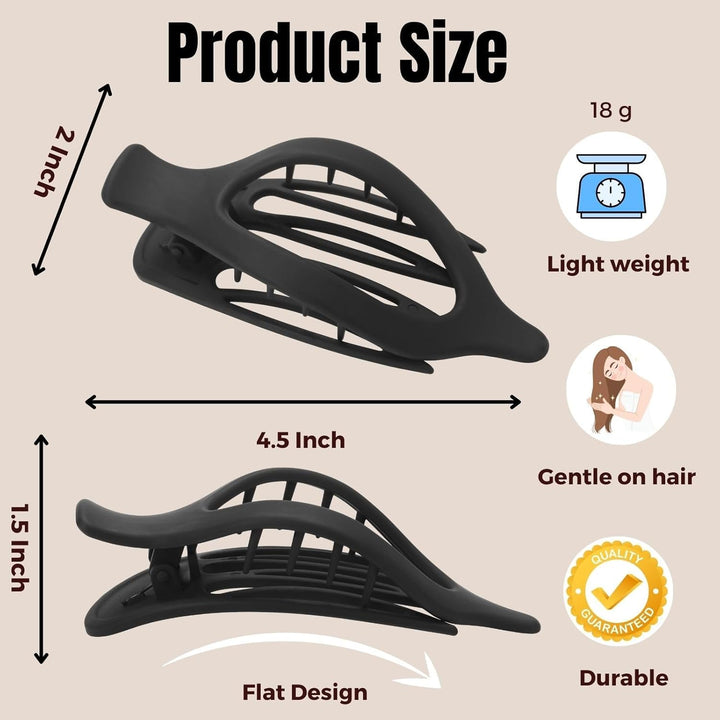 8 Pack Flat Hair Clips for Women,Matte No Crease Flat Claw Clips, Large Strong Hold Barrettes for Thick & Thin Hair, French Duckbill Styling Accessories