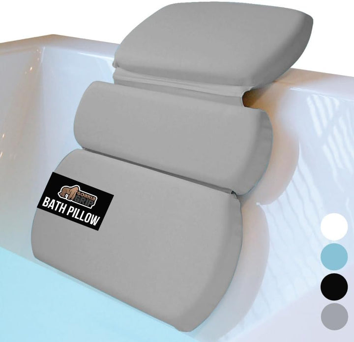 Bath Pillow for Tub, Improved Suction Cups, Luxury Bathtub Pillows, Headrest for Neck and Back Support, Relaxing Home Spa, Hot Tubs and Bathroom Essentials, Gifts for Women, 2 Panel White