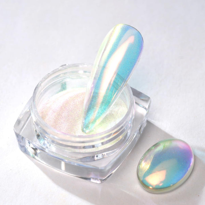 Moonlight Chrome Nail Powder, Unicorn Mermaid Chrome Powder for Nails, Aurora Nail Powder Iridescent Nail Chrome Powder, Nail Art Glitter Decoration for Home DIY Salon Manicure Pigment