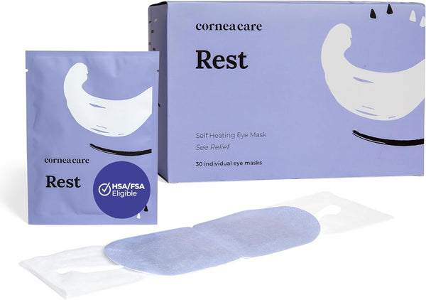Rest: Self Heating Warm Compress for Dry Eyes | Heated Eye Mask for Fast Relief | No Microwave or Washcloth Needed | Travel Ready | 30 Count