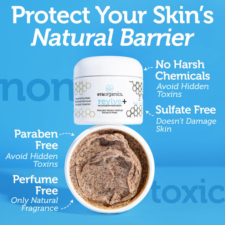 Manuka Honey Exfoliating Face Scrub – Gentle Microdermabrasion Face Exfoliator to Help Smooth, Soften & Balance with Moisturizing Organic Superfoods 2Oz