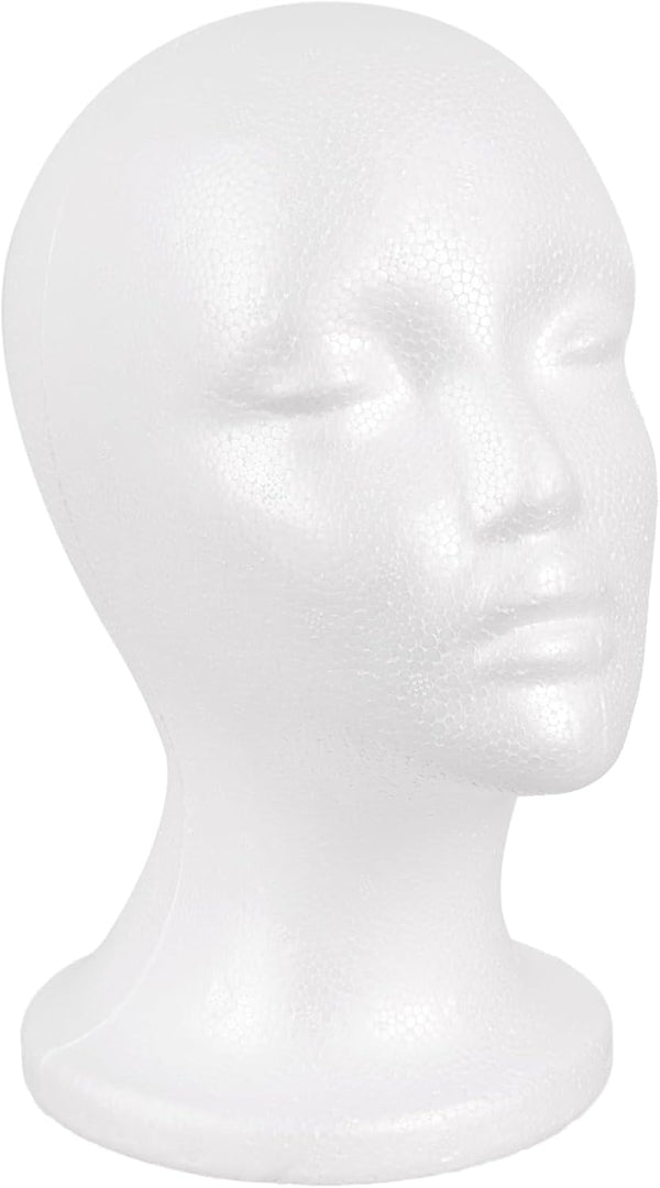 Wig Stand, Mannequin Head Foam Display for Masks Hats DIY Decoration Wig Head (White)