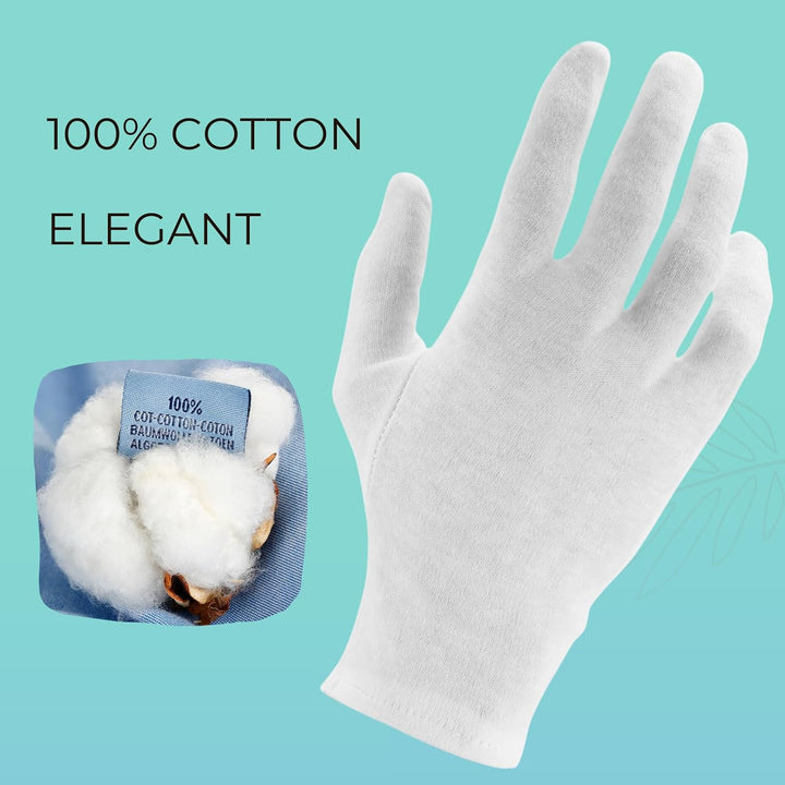 2 Pairs Cotton Gloves, White Gloves for Dry Hands, Cotton Gloves for Sleeping, Moisturizing Night Gloves, White Gloves 100% Cotton, Size M (2 Pairs)
