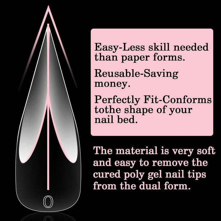 Curved Stiletto Nail Dual Forms for Poly Gel Extension of 3D Eagle Claw, Hawk Shape Full Cover Acrylic Nail Forms, Reusable Nail Molds for Halloween Nail Art Design 140 Pcs 14 Sizes