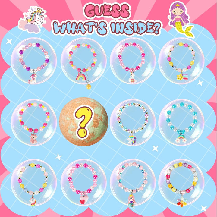 Unicorn Bath Bombs for Kids Girls with Bracelet Inside,  Bubble Bath Toys Birthday Stocking Stuffers Christmas Gifts for 4 5 6 7 8 Year Old Girl Daughter Granddaughter