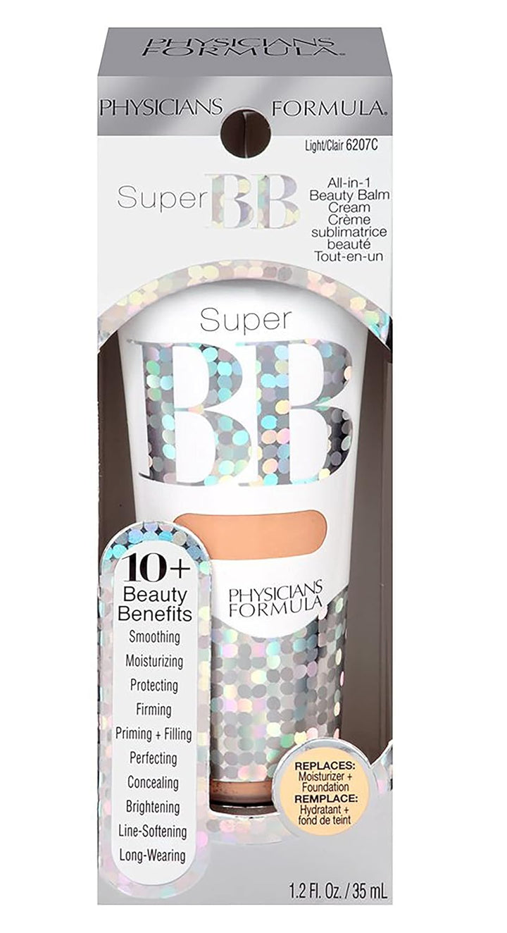 Super BB Cream. All in 1 Tinted Beauty Balm Foundation Cream, Sheer Moisturizing Coverage, Cruelty Free - Light