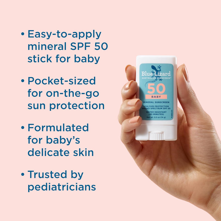 BABY Mineral Sunscreen Stick with Zinc Oxide, SPF 50+, Water Resistant, UVA/UVB Protection - Easy to Apply, Fragrance Free, .5 Oz