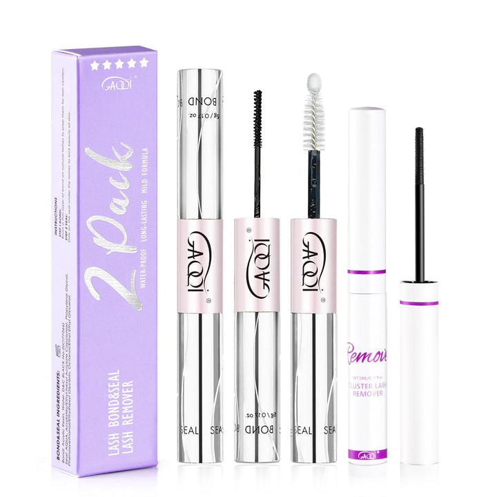 Lash Cluster Glue, Lash Bond and Seal Waterproof, Bond & Seal Eyelash Glue for Clusters, Eyelash Adhesive Black Long-Lasting 72H, Latex-Free（5Ml+5Ml）