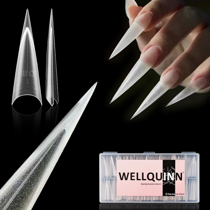 Short Cat Claw Curved Stiletto Nail Dual Forms for Extension, Sculptural Eagle Hawk Acrylic Nails Reusable Full Cover Mold Suitable for Polygel Solid Hard Builder Gel 280Pcs 14 Sizes Q57