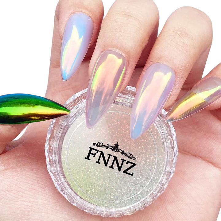 Unicorn Chrome Nail Powder, Aurora Unichrome Mermaid Aurora Nail Powder Pigment Pearlescent Nail Art Glitter Decoration for Home DIY Nail Salon Manicure - Glacier Ocean