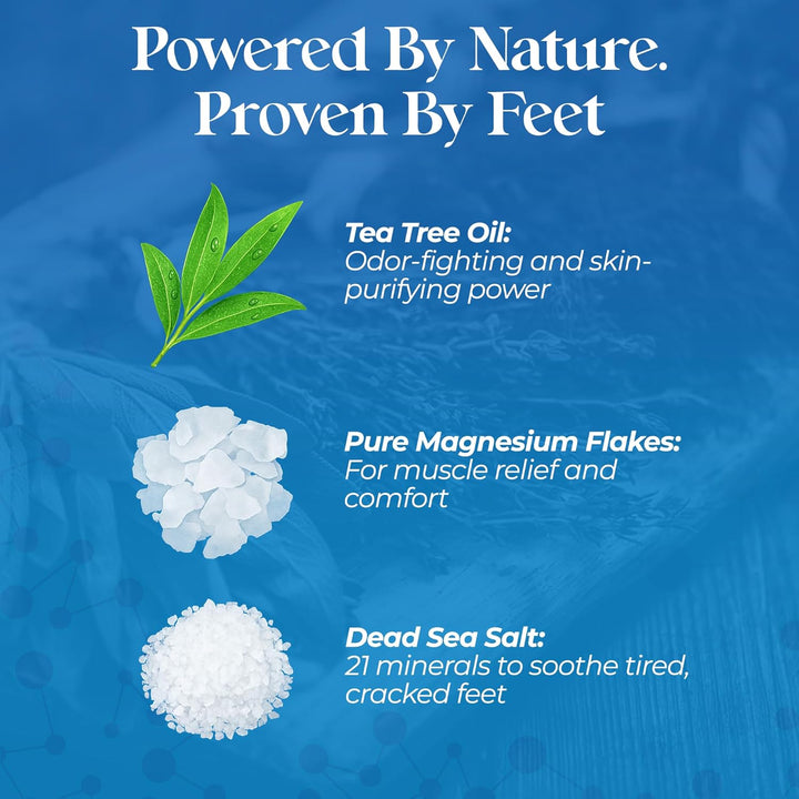 Tea Tree Foot Soak with Magnesium Flakes and Dead Sea Foot Soaking Salts - Pedicure Tea Tree Oil Foot Soak for Dry Cracked Feet-Athlete'S Callus Remover- Eliminates Odor- Packaging May Vary