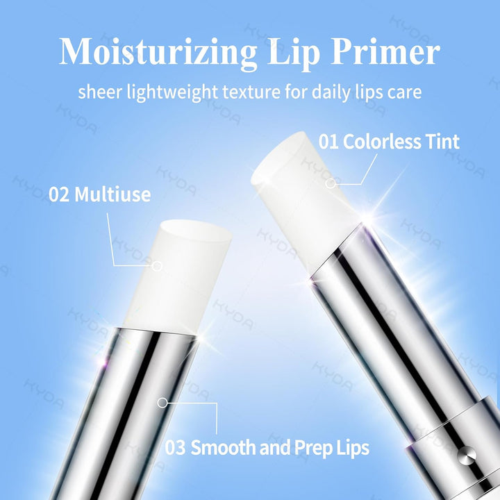 2 Pcs Lip Primer, Colorless Tint, Smoothes and Refines Lips, Moisturizing Primer for Lips, Sheer Lightweight Lip Base, Lipstick Primer & Daily Lips Balm