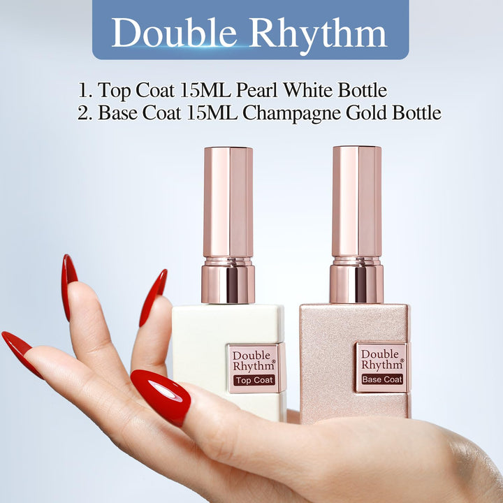 2 Pcs 15ML No Wipe Gel Top Coat and Base Coat Set Clear Glossy Gel Polish Kit Soak off LED (Base and Top Coat)
