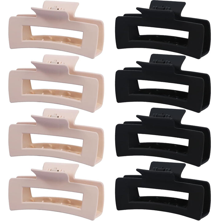 8 Pcs Large Hair Claw Clips 4.1 Inch Non-Slip Big Square Matte Claws for Women, Strong Hold Banana Clips for Thick Thin Hair