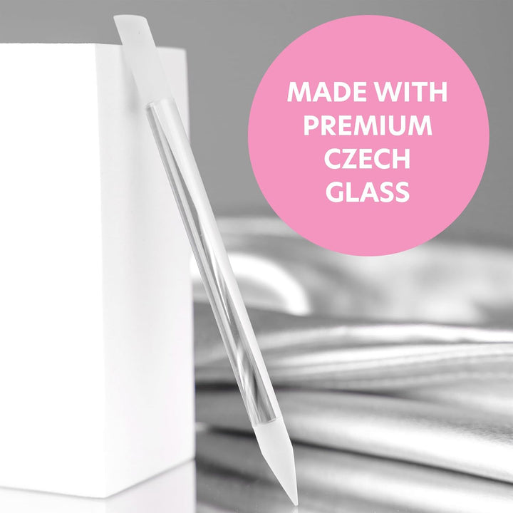 Glass Cuticle Pusher - Dual Ended Manicure Stick - Premium Czech Tools