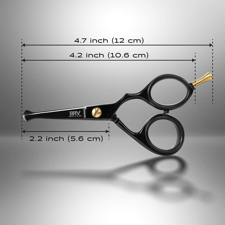Rounded-Tip Small Trim Scissors for Men 4.2" | High Carbon Stainless Steel | Nose Hair for Men | Professional Grooming Scissors for Beard, Mustache & Ear Hair - RIGHT HANDED (Black)