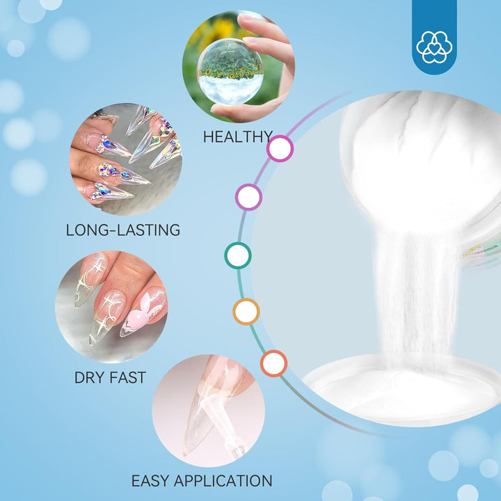 Clear Dip Powder - 2.1 Oz/ 60G Dipping Powder Set Crystal Clear for French Natural Nails Art Starter Manicure, Strengthen Nail Easy for Beginners to Use No Nail Lamp Needed