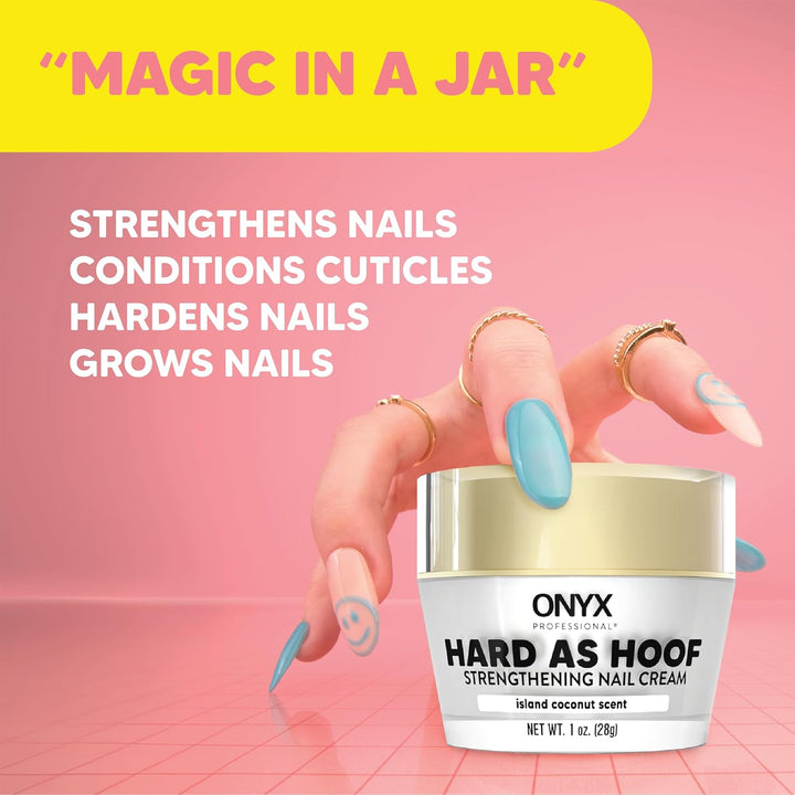 Hard as Hoof Nail Strengthening Cream, Coconut Scent - Nail Growth and Conditioning Cuticle Cream Stops Splits, Chips, Cracks & Strengthens Nails, 1 Oz