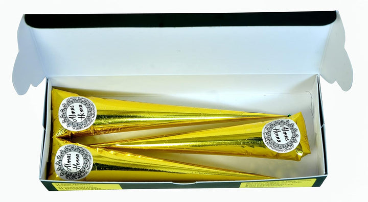 Henna Cones / Tubes 100% Natural, Ready to Use Paste Hair Color Hair Dye-Reddish Brown Color for Women, 3 PACK, 30G Each