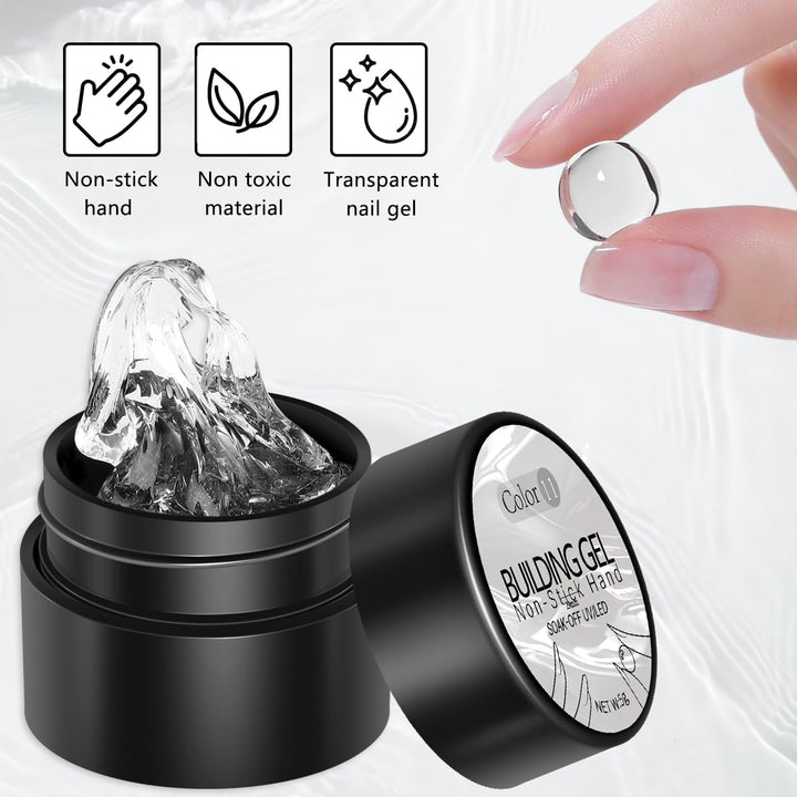 2PCS Clear 3D Sculpting Gel Kit - Non-Sticky Hand Carving Gel with Silicone Pen for Nails 3D Flowers Nail Design Manicure Salon Supplies