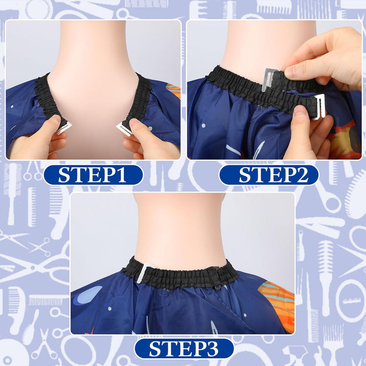 Kids Hair Cutting Cape,Professional Kids Barber Cape and Neck Duster Brush Cartoon Hairdresser Apron with Adjustable Closure for Children Salon Barber Supplies for Kids & Adults 55X39 Inches