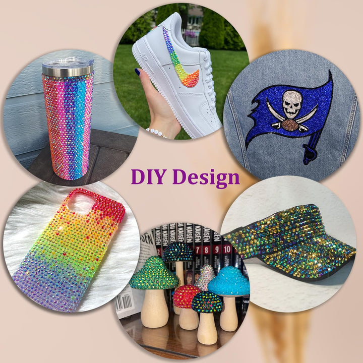 30000Pcs Resin Jelly Rhinestones for Bedazzling, Multicolor 3Mm Flatback Gems for Diamond Art, Bedazzler Kit with 3Pcs 10Ml B7000 Jewelry Glue for Nail Art Crafting Book Makeup